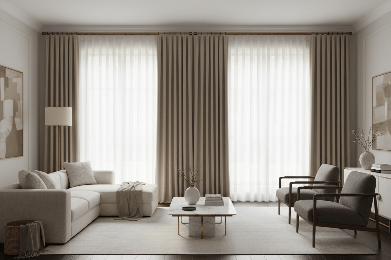 How to Layer Sheer + Blackout Curtains: The Hotel Look at Home - haus & kinder