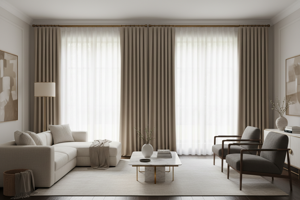 How to Layer Sheer + Blackout Curtains: The Hotel Look at Home