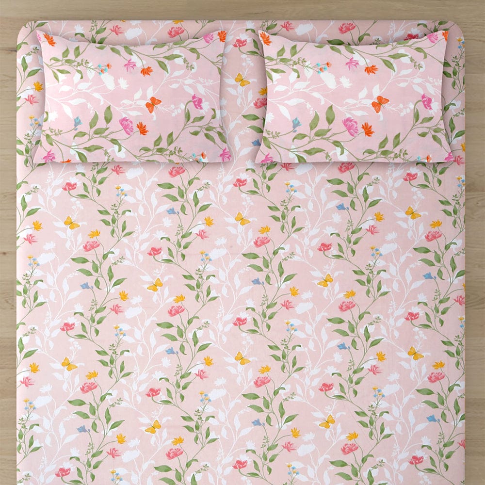 Blush Vineyard 100% Cotton Bedsheet, 186 TC - Bedsheets | haus & kinder