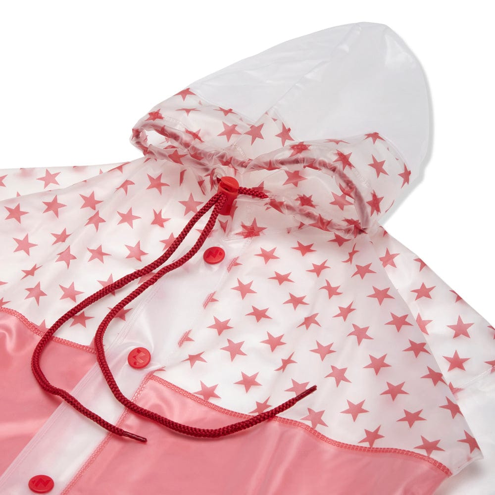 Droplets Water-proof kids Raincoat, Translucent Red (2-5Y)