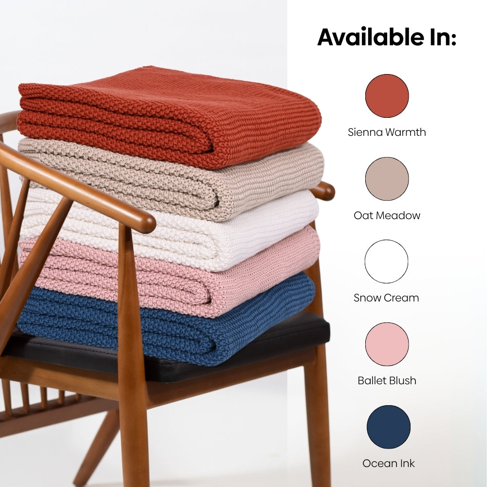 Ballet Blush Knitted Throw, Cameo Pink