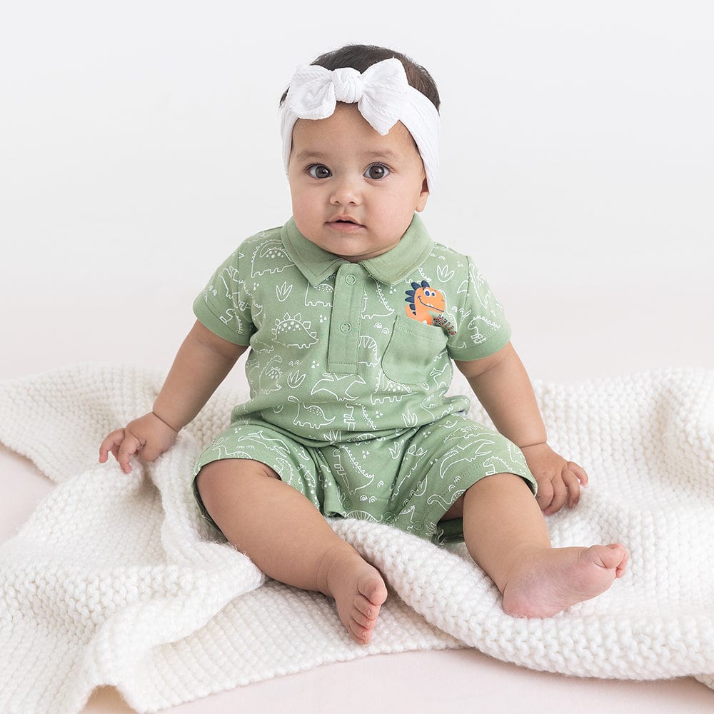 100% Cotton Half Sleeve Unisex Romper Green