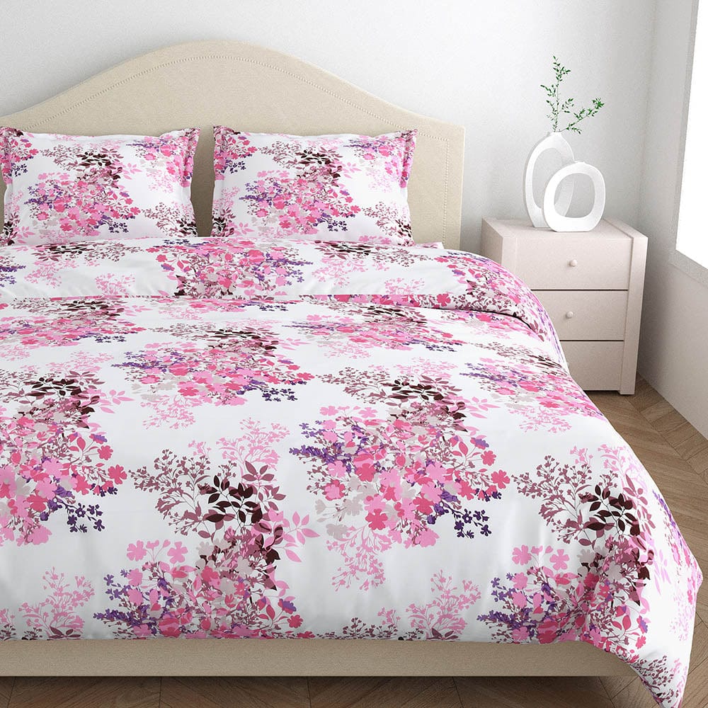 Greek Garden Romance 100% Cotton Double Fitted Bedsheet, 186 TC