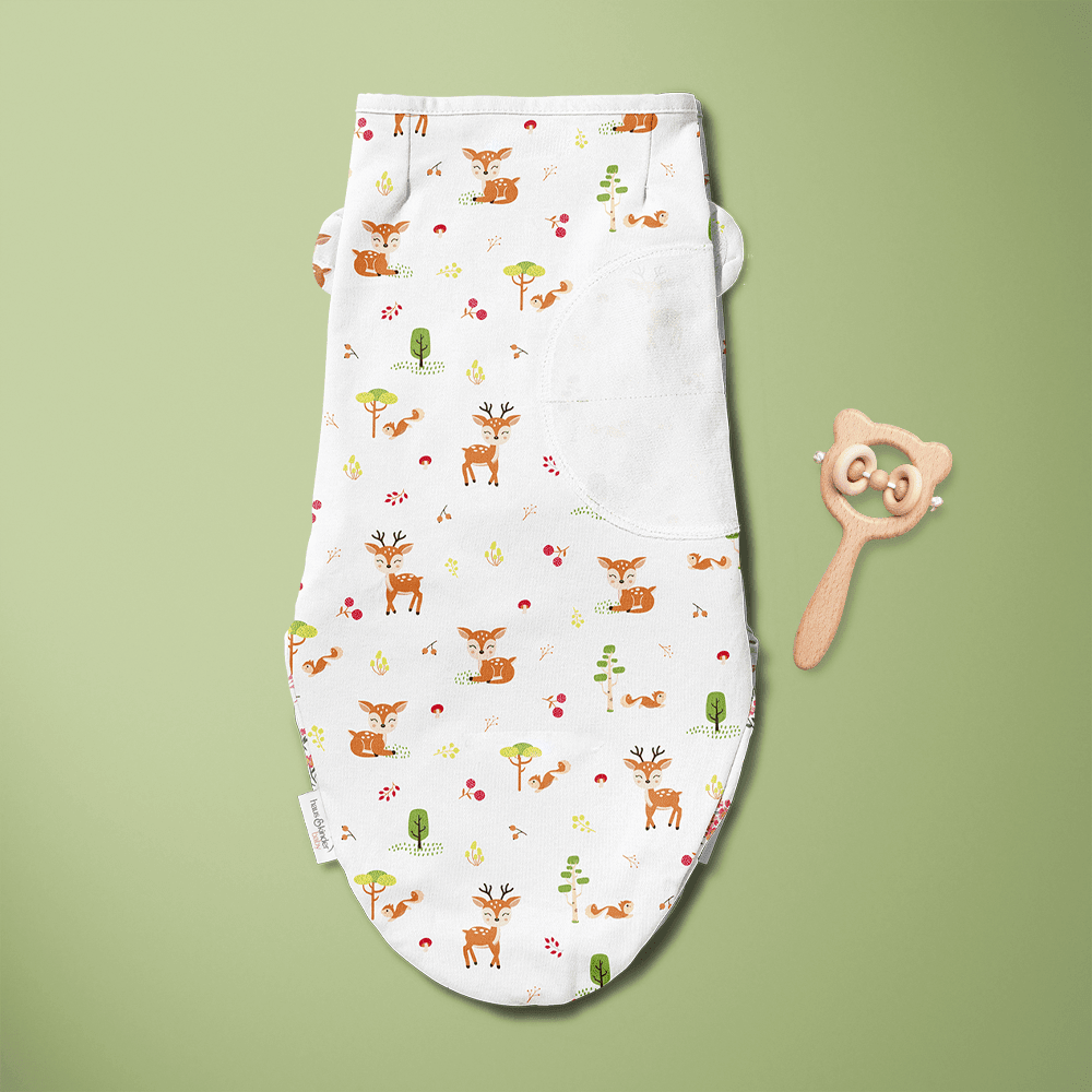 Woodland Animal 100% Cotton Dreamsack Easy Wrap Swaddle 0-3 months - Swaddles | haus & kinder