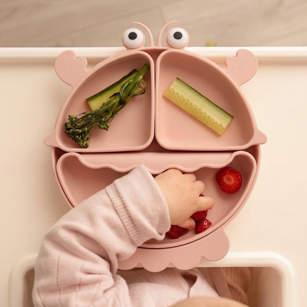 Baby Crab Silicon Suction Plate With 3 Section Plate, (4Months+) - Baby 3 section Feeding plate | haus & kinder