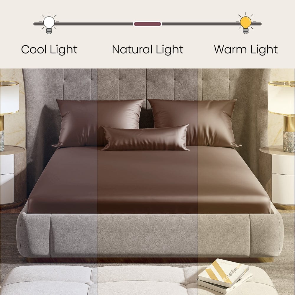 Satin Royale Mocha Velvet 300TC Satin Double Bedsheet - Bedsheets | haus & kinder