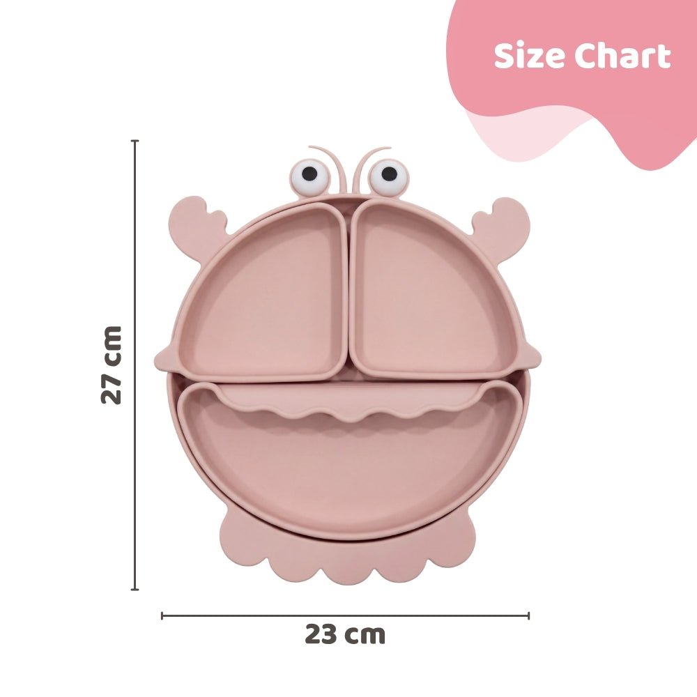 Baby Crab Silicon Suction Plate With 3 Section Plate, (4Months+) - Baby 3 section Feeding plate | haus & kinder