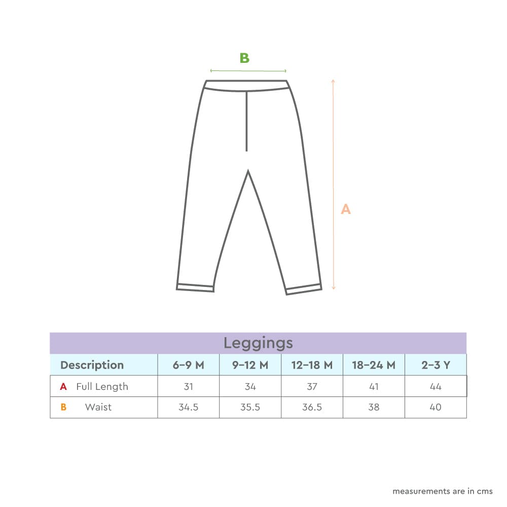 100% Cotton Full Length Girl Leggings, Blue