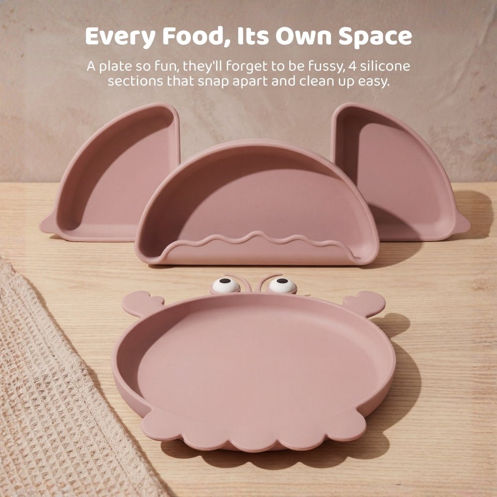 Baby Crab Silicon Suction Plate With 3 Section Plate, (4Months+) - Baby 3 section Feeding plate | haus & kinder