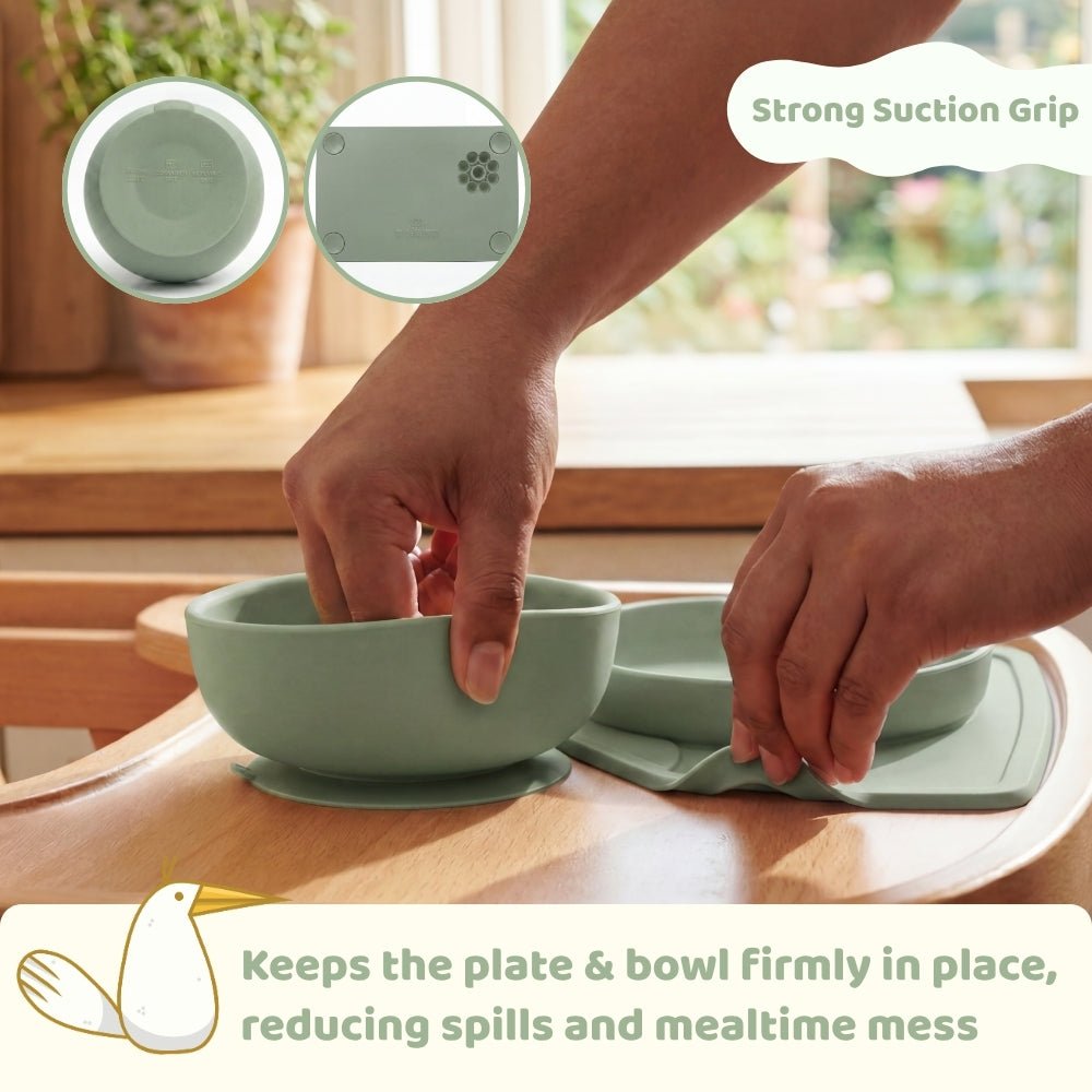 Baby Hippo Silicon Suction Feeding Set Of 6, (4Months+) - Baby Feeding set of 3 | haus & kinder