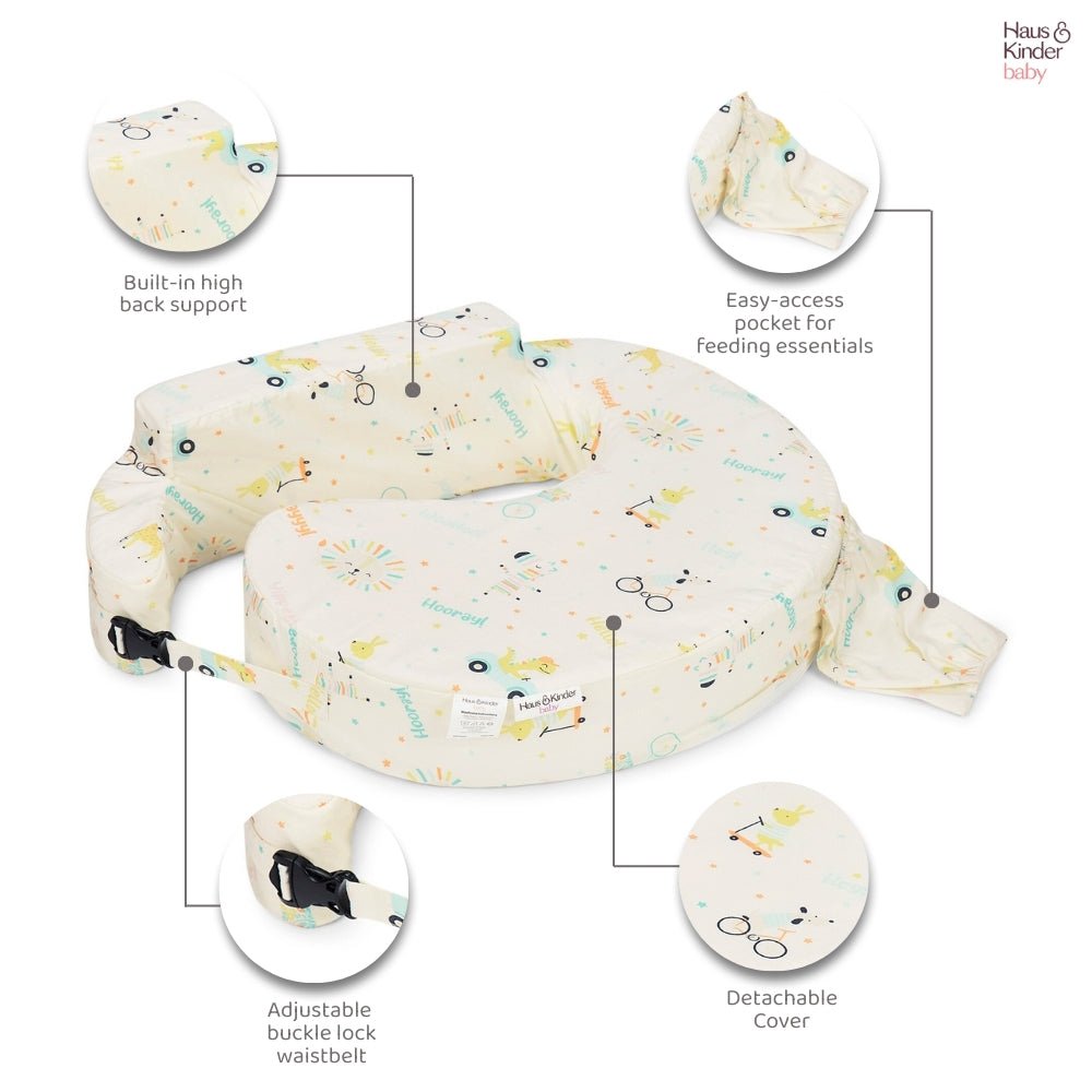 Animal Circus Feeding Pillow- Posture Support With Pocket 0-12 month - Feeding Pillow | haus & kinder