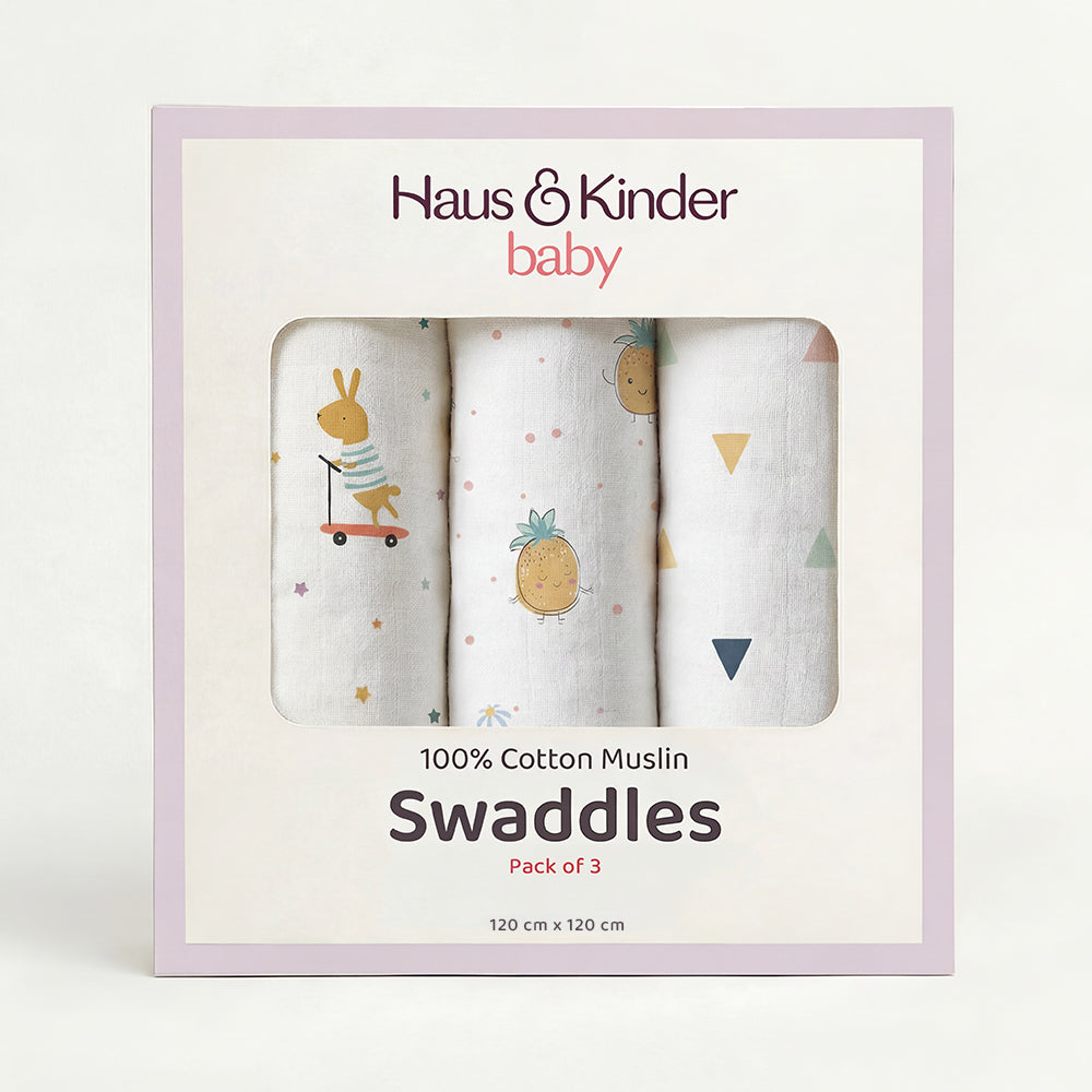 Jungle Party Collection Muslin Swaddle- Pack Of 3