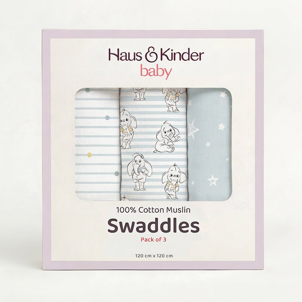 Twinkle Dreams Collection Muslin Swaddle- Pack Of 3 - Swaddles | haus & kinder