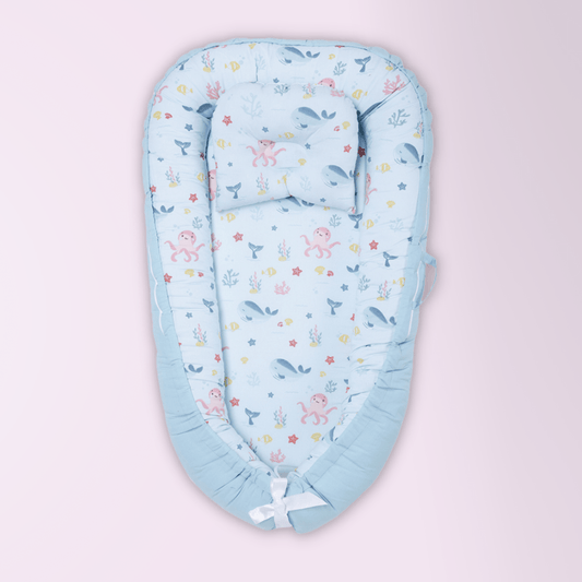 Vitamin Sea Baby Sleeping Nest, Portable Adjustable Newborn Crib Bassinet, 0-24 Months