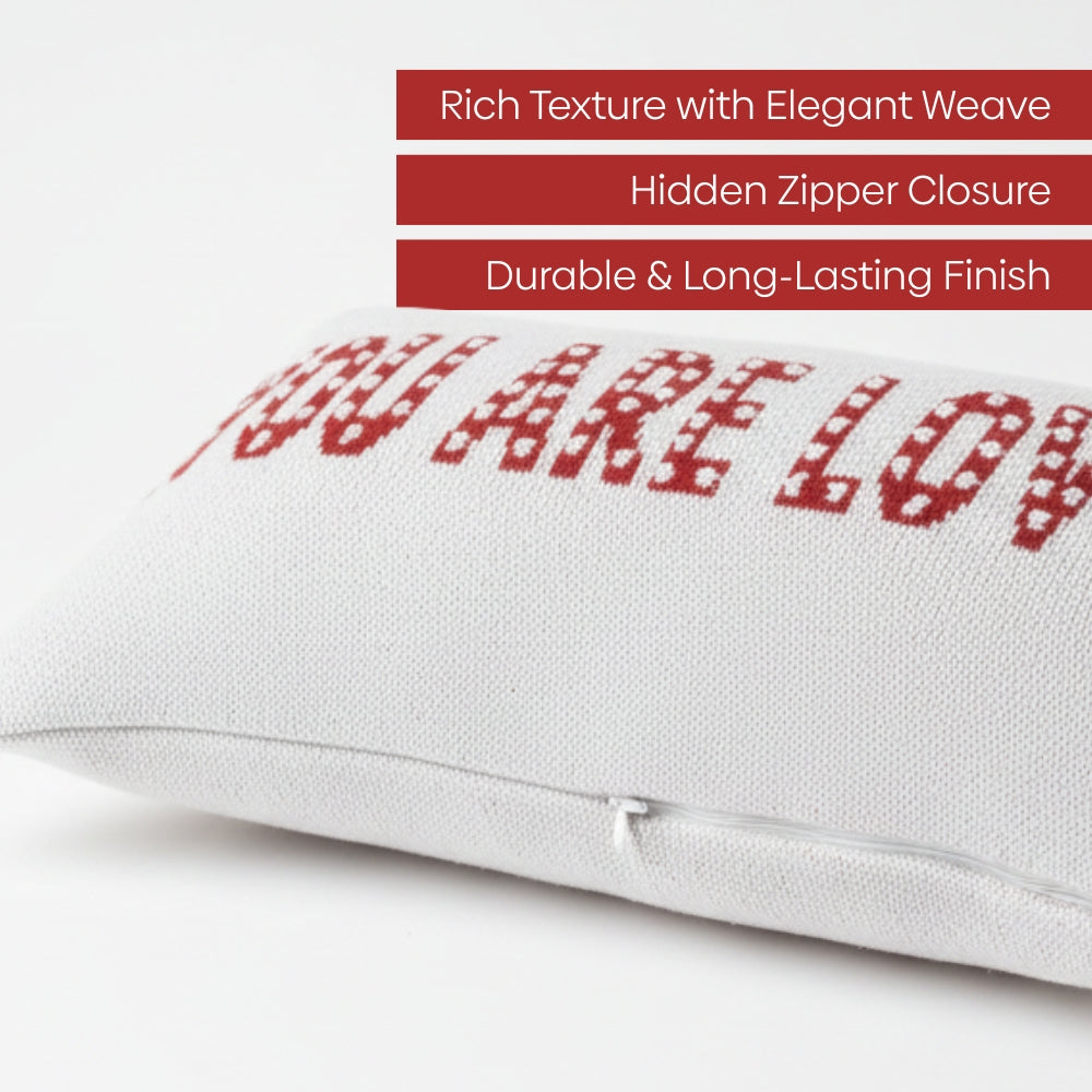 Decorative Knitted Jacquard Cushion Cover, Red