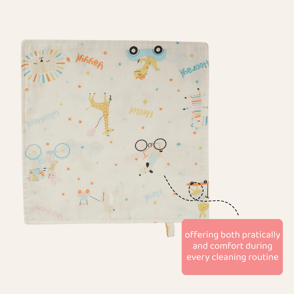 Jungle Party 100% Cotton Pack of 5 Wash Cloth 0 - 12 Months - Baby Essentials | haus & kinder