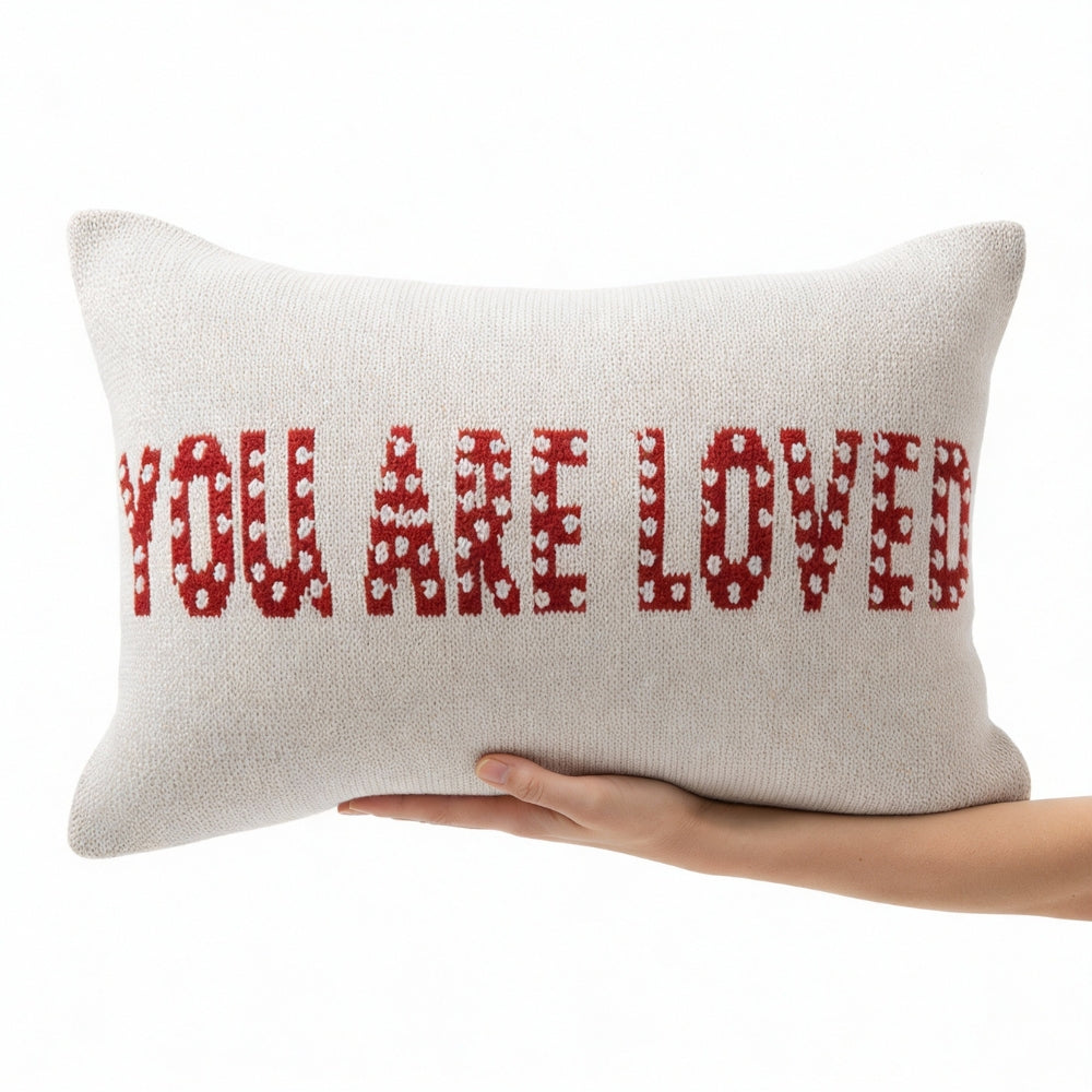 Decorative Knitted Jacquard Cushion Cover, Red