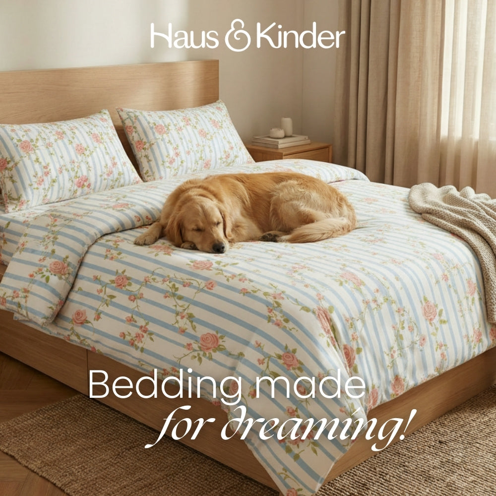 Rosaline Stripes 100% Cotton Double Size Bedsheet, 144 TC