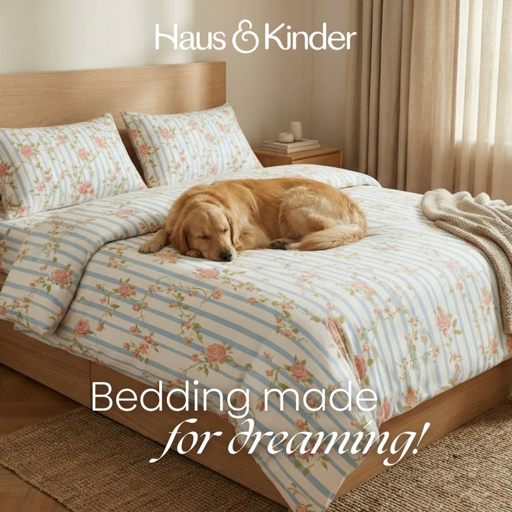 Rosaline Stripes 100% Cotton Double Size Bedsheet, 144 TC - Bedsheets | haus & kinder