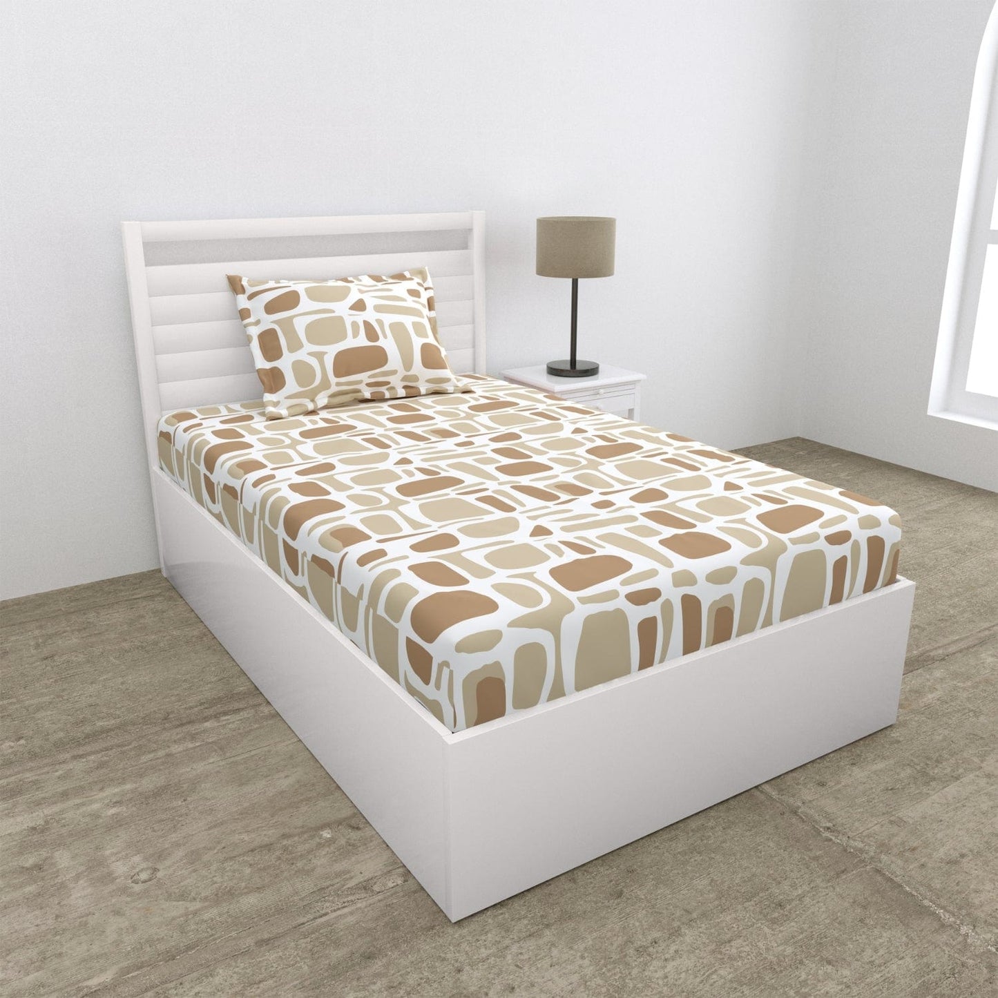 Modern Matrix 100% Cotton Single Bedsheet, 144 TC