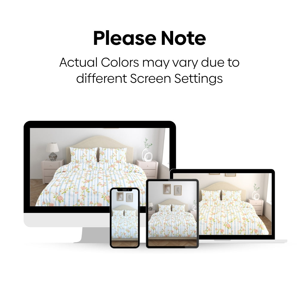Rosaline Stripes 100% Cotton Double Size Bedsheet, 144 TC