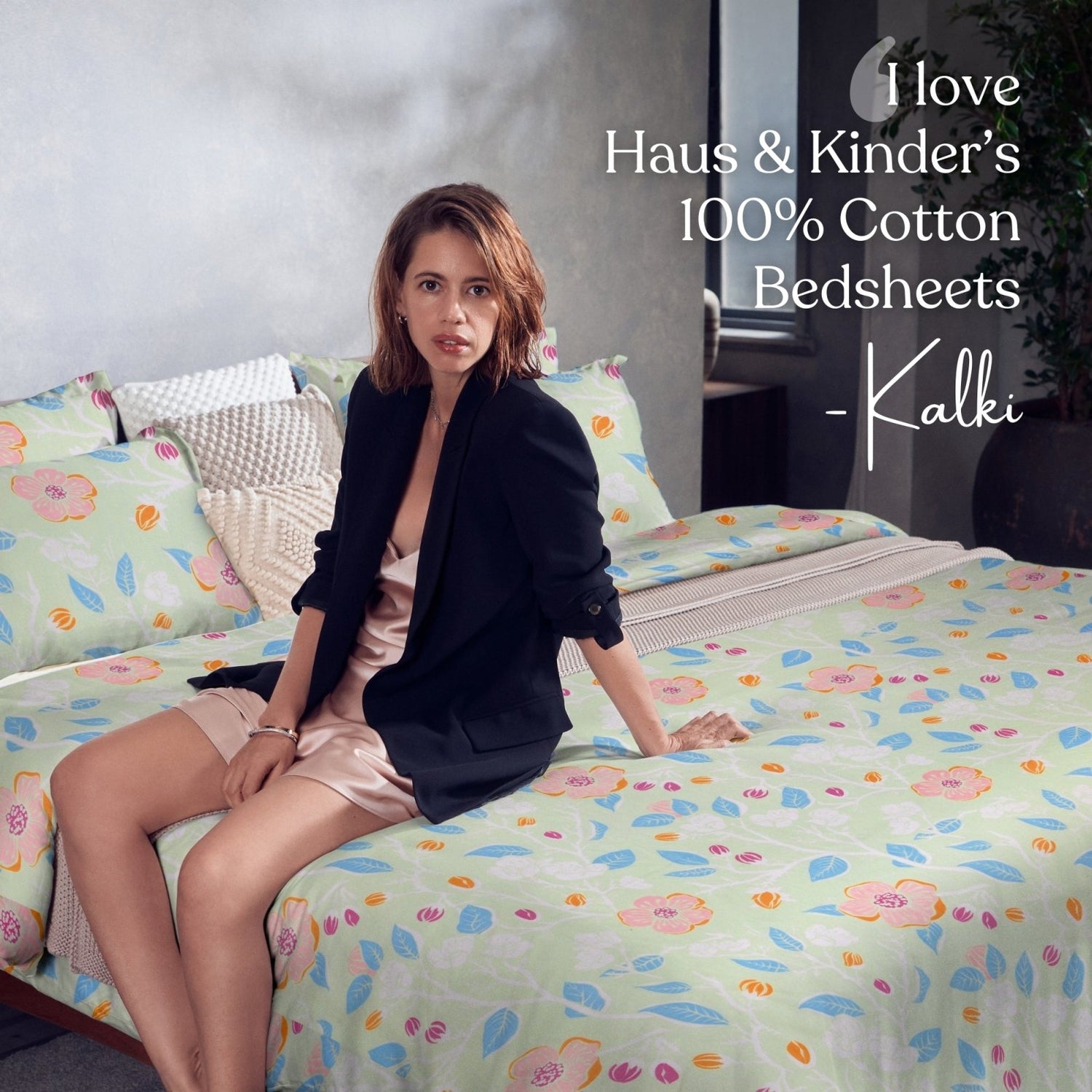 Bloomfield Dawn Combed Cotton King Fitted Bedsheet, 186 TC - Bedsheets | haus & kinder