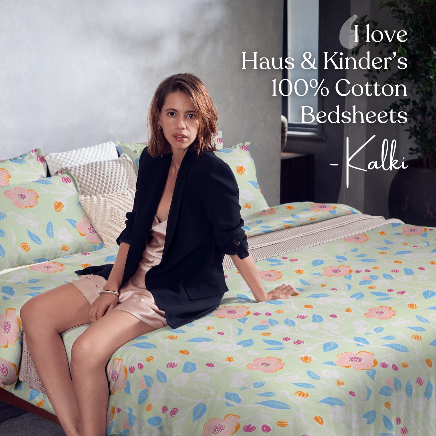 Bloomfield Dawn Combed Cotton Double Fitted Bedsheet, 186 TC