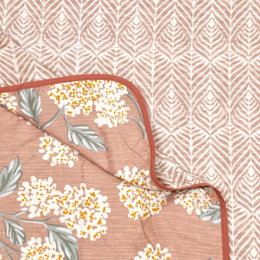 Digital Printed Ultra Soft Peach Finish Reversible Dohar, Hydrangea Mist, Peach