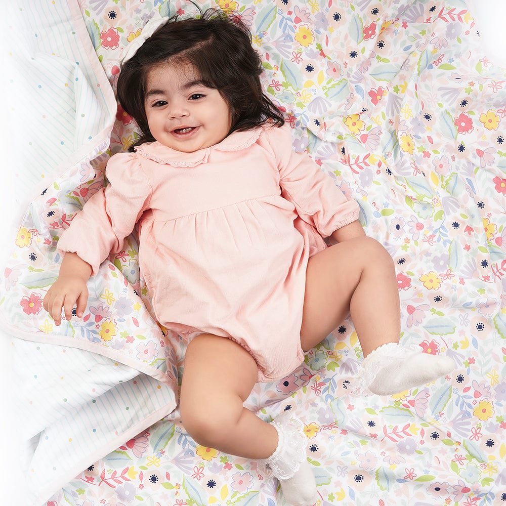 Little Bloom 100% Cotton Muslin Reversible Blanket for New Born