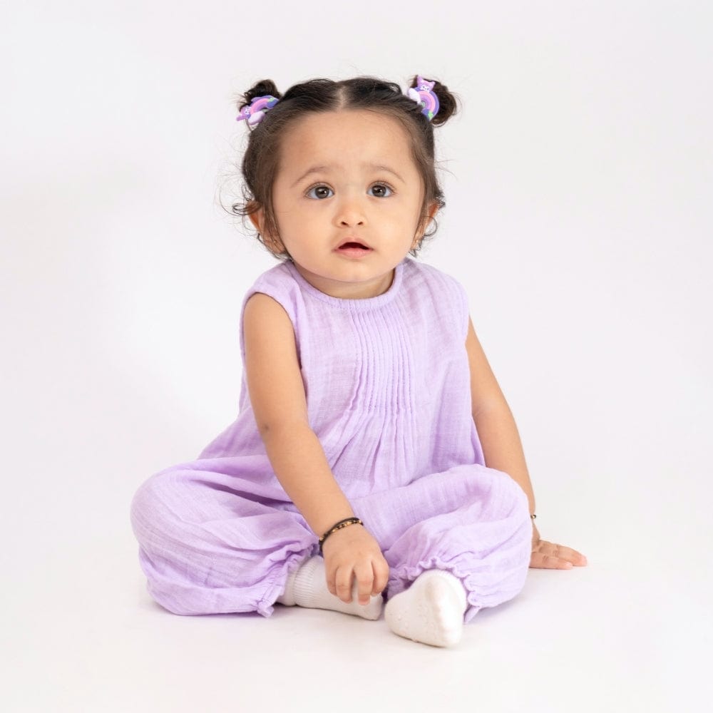 Lilac Cloud Cotton Baby Romper- Lilac