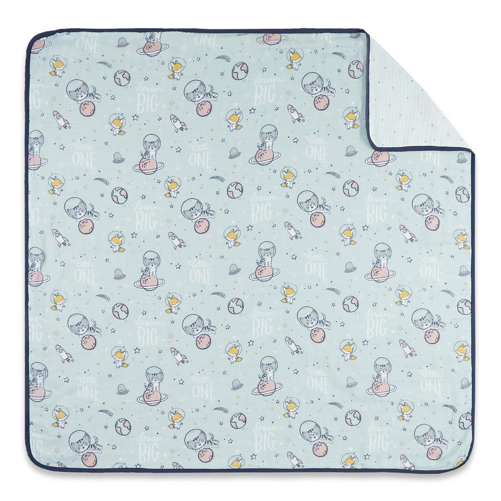Spacewalk 100% Cotton Muslin Reversible Blanket for New Born Baby