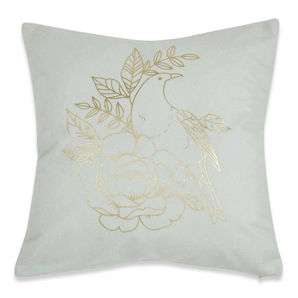 Gold Foil Printed Cotton Velvet Cushion Covers, set of 3 , Bright Bliss