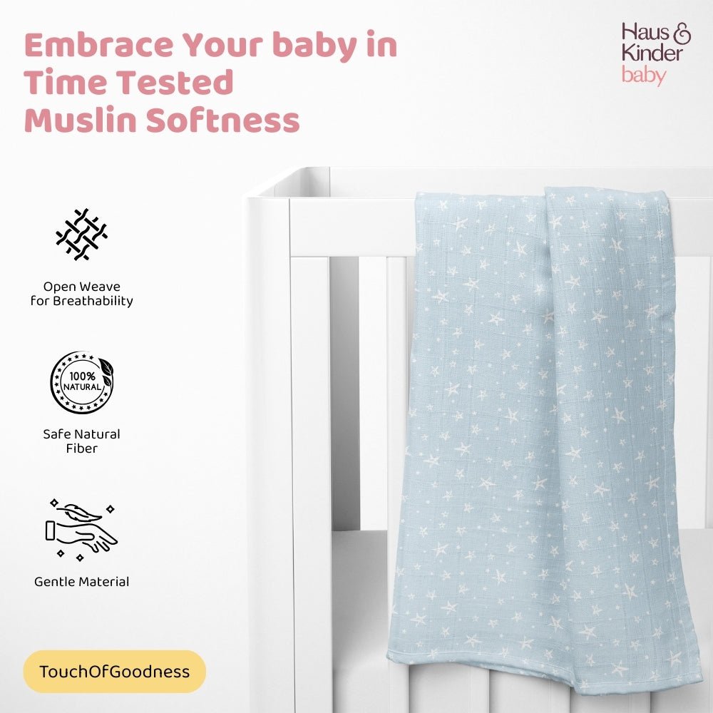 Twinkle Dreams Collection Muslin Swaddle- Pack Of 3 - Swaddles | haus & kinder