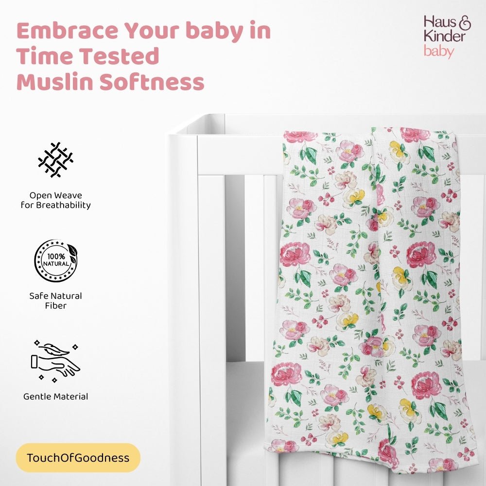 Little Sunshine Collection 100% Cotton Muslin Swaddle Pack Of 3 - Swaddles | haus & kinder