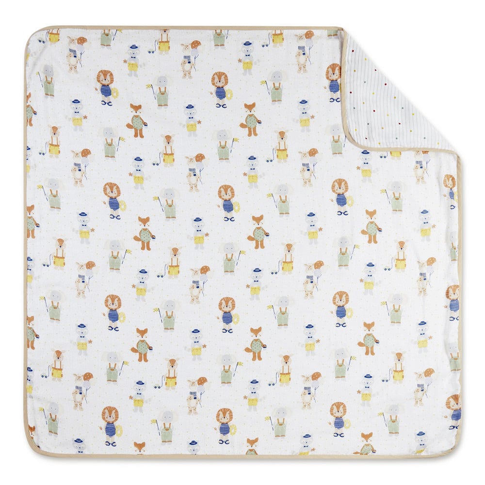 Jungle Party 100% Cotton Muslin Reversible Blanket for New Born Baby