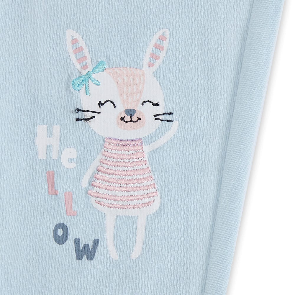 100% Cotton Half Sleeve Girl T-shirt with Leggings, Multicolor