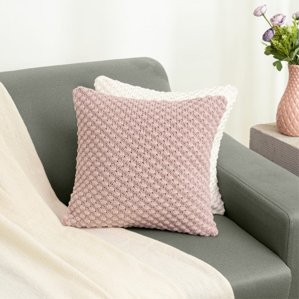Knitted Decorative Bubble knit Cushion Cover, Cameo Pink