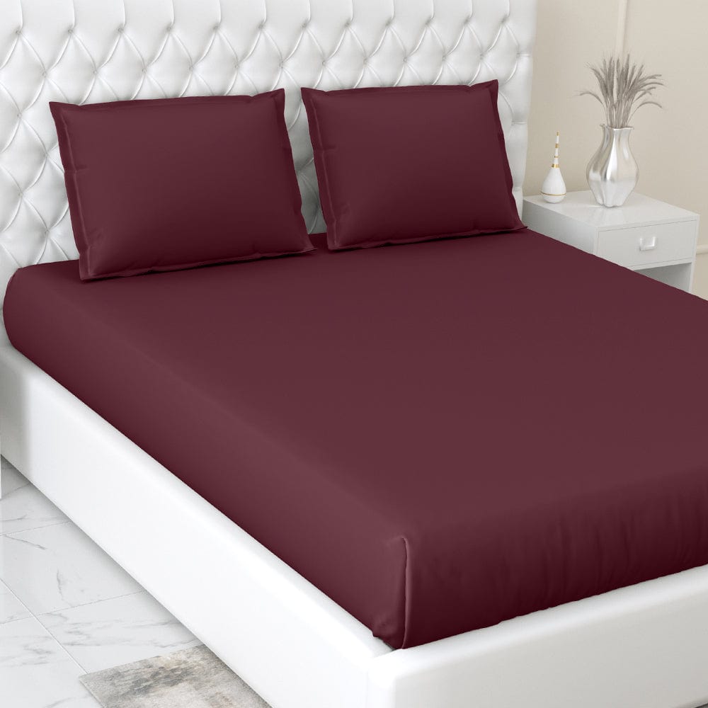 Wine 100% Cotton Bedsheet, 300 TC