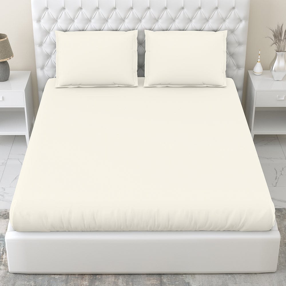 Ivory 100% Cotton Bedsheet, 300 TC