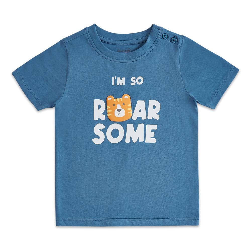 100% Cotton Half Sleeve Boy Lounge Sets, Blue-White