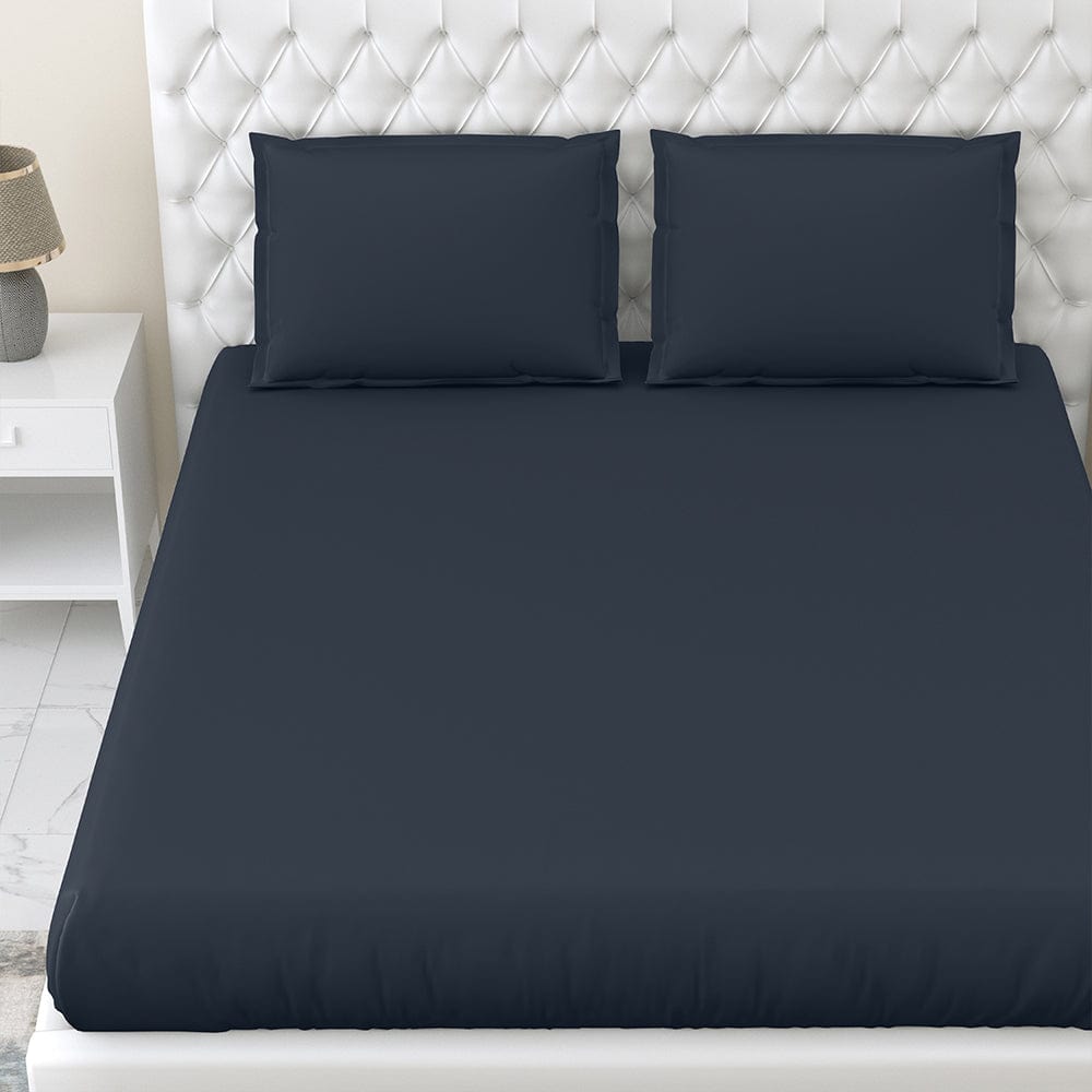 Navy Blue 100% Cotton Bedsheet, 300 TC
