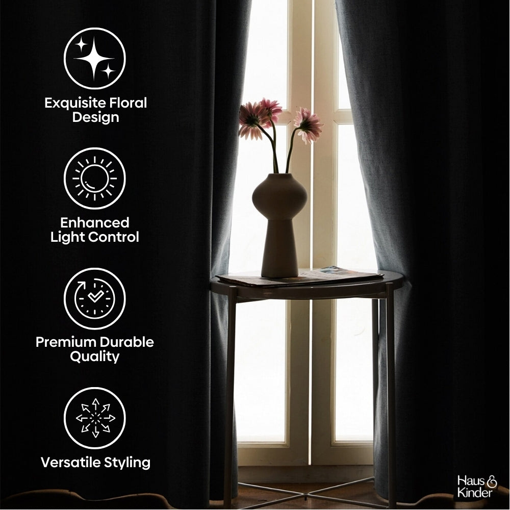 Poly Cotton Digital Printed Curtain Saffron Garden, Multi