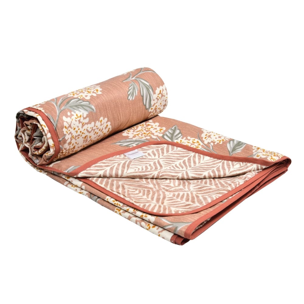 Digital Printed Ultra Soft Peach Finish Reversible Dohar, Hydrangea Mist, Peach