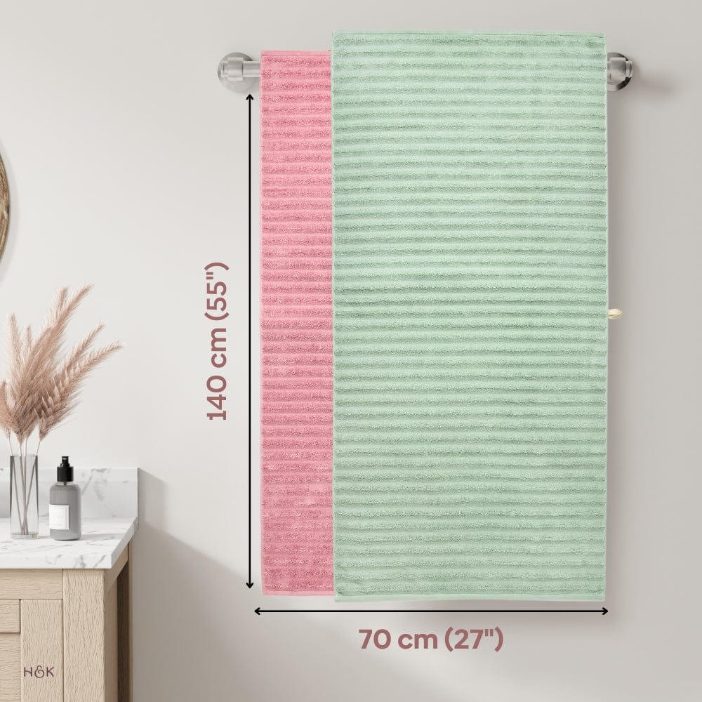 100% Cotton Allure Zero Twist Bath Towe- Pack Of 2 (Sage Green, Dusty Rose)