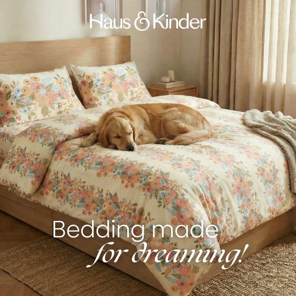 Vintage Peony 100% Cotton Double Size Bedsheet, 144 TC - Bedsheets | haus & kinder