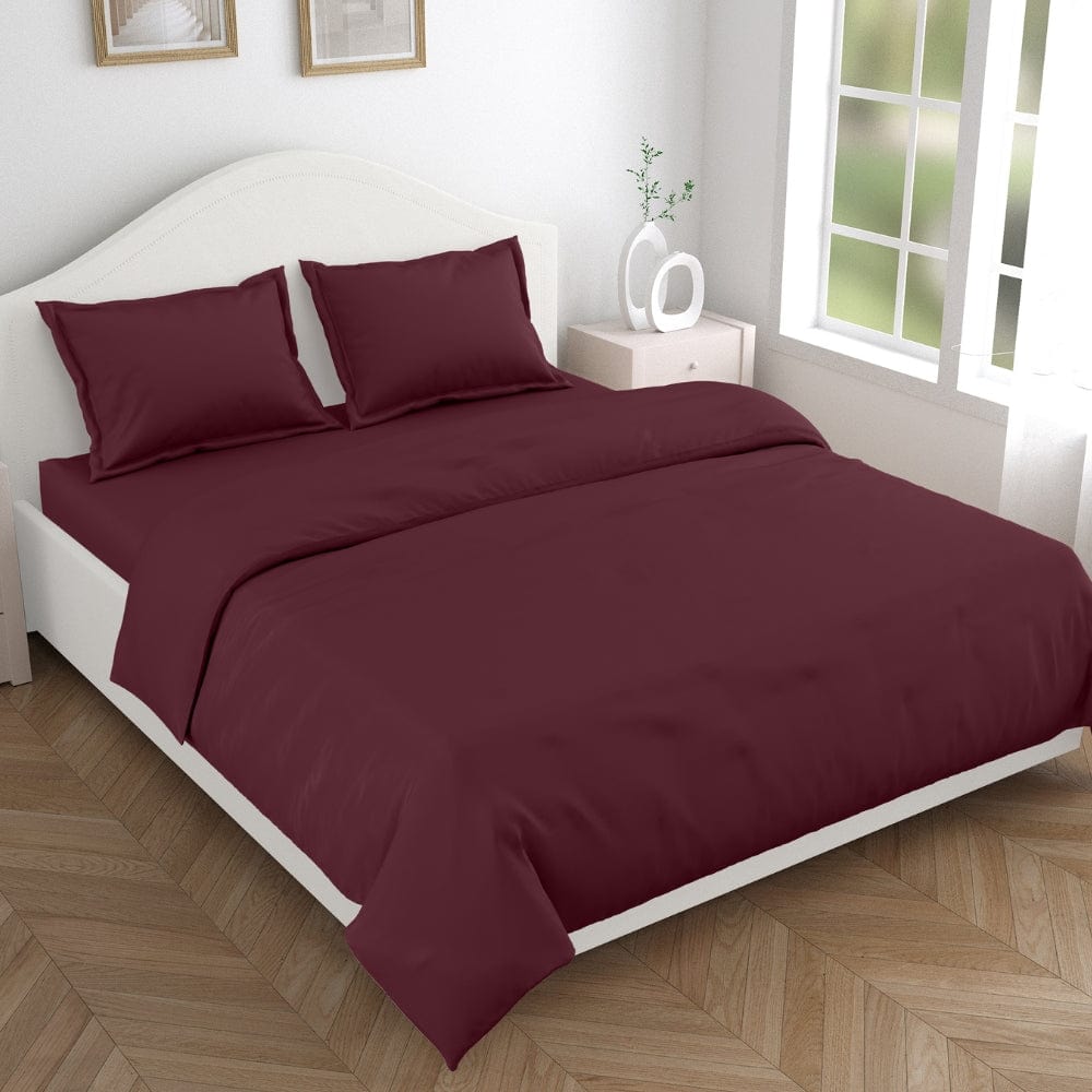 Wine 100% Cotton Bedsheet, 300 TC