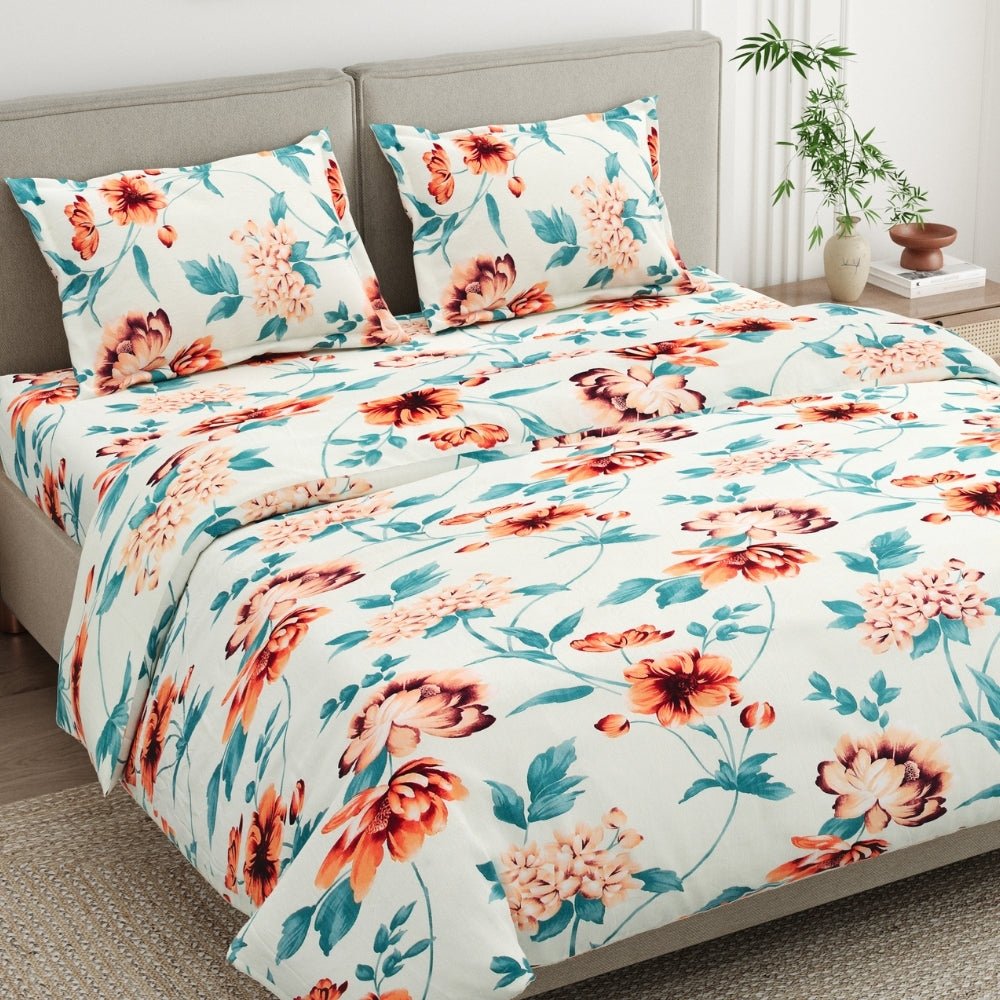 Meadow Muse 100% Cotton Double Bedsheet, 144TC - Bedsheets | haus & kinder
