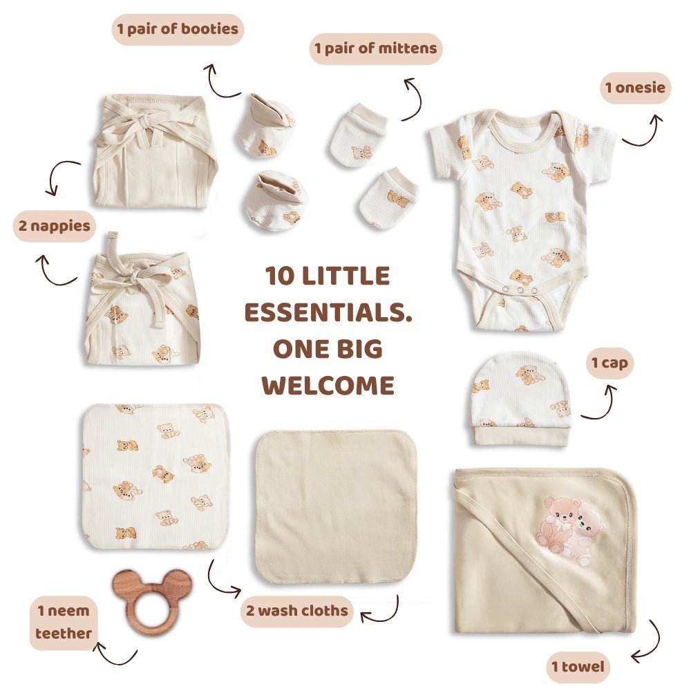 The Bear Box – Welcome Kit, Pack of 10 - Baby Essentials | haus & kinder