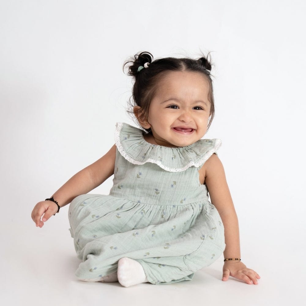 100% Cotton Mint Meadow Frock- Mint Green
