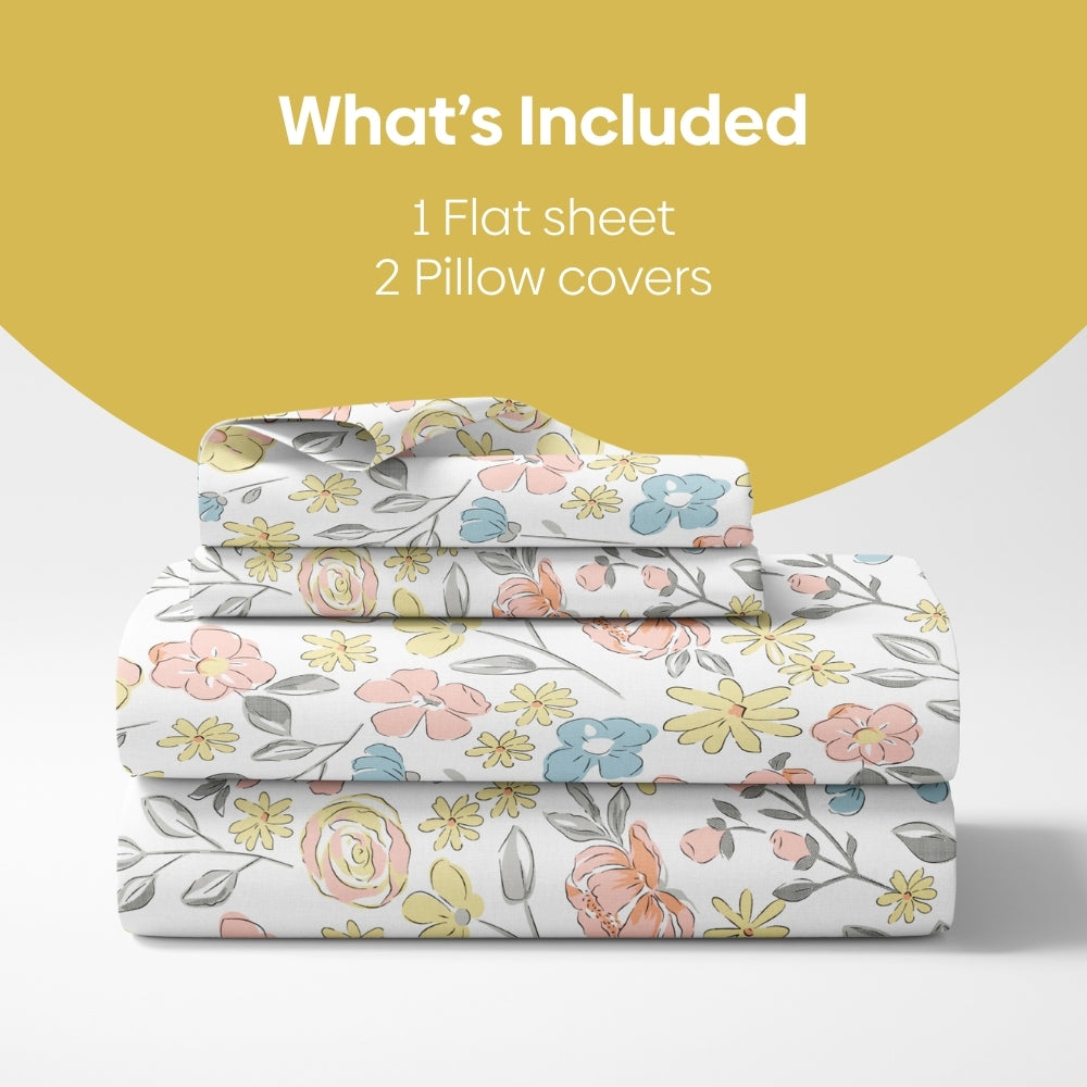 Island Bloom 100% Cotton Double Flat Bedsheet, 144 TC